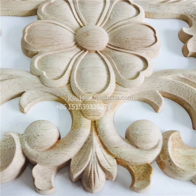 CNC carved wood onlay appliques Hand carved furniture wooden onlays wood carvings