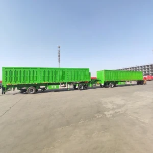 Coal Loading 3 Axles Flatbed Semi Trailer Double Link Transport 200 Tons 40ft Containers
