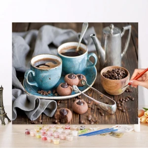 Coffee Cake DIY Painting By Numbers Modern Home Wall Art Picture Kits Acrylic Handpainted Oil Painting For Gift 40x50