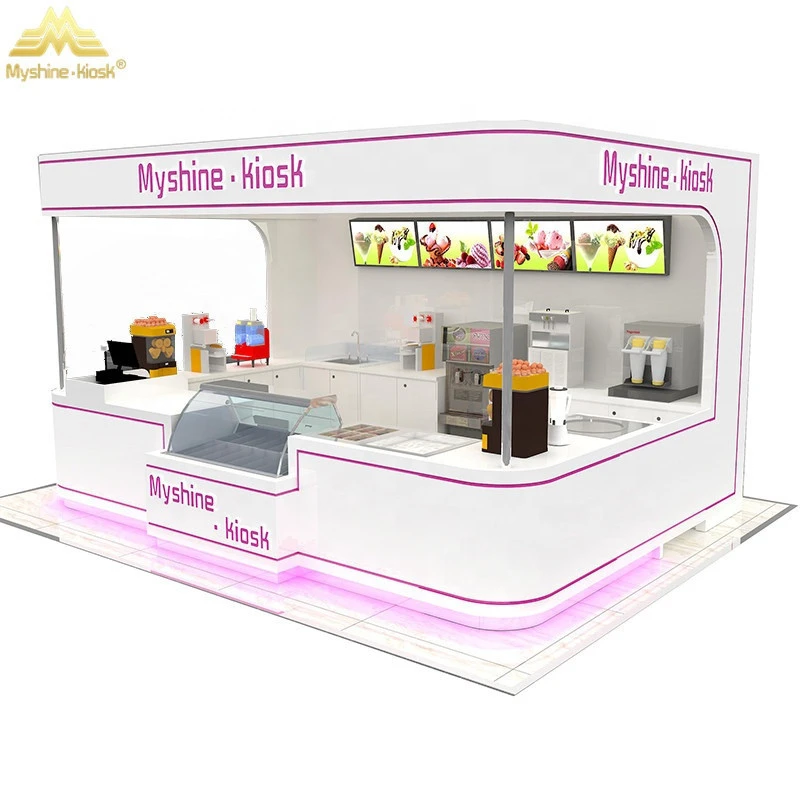 Commercial furniture Indoor food service kiosk with logo drinking cupcake store