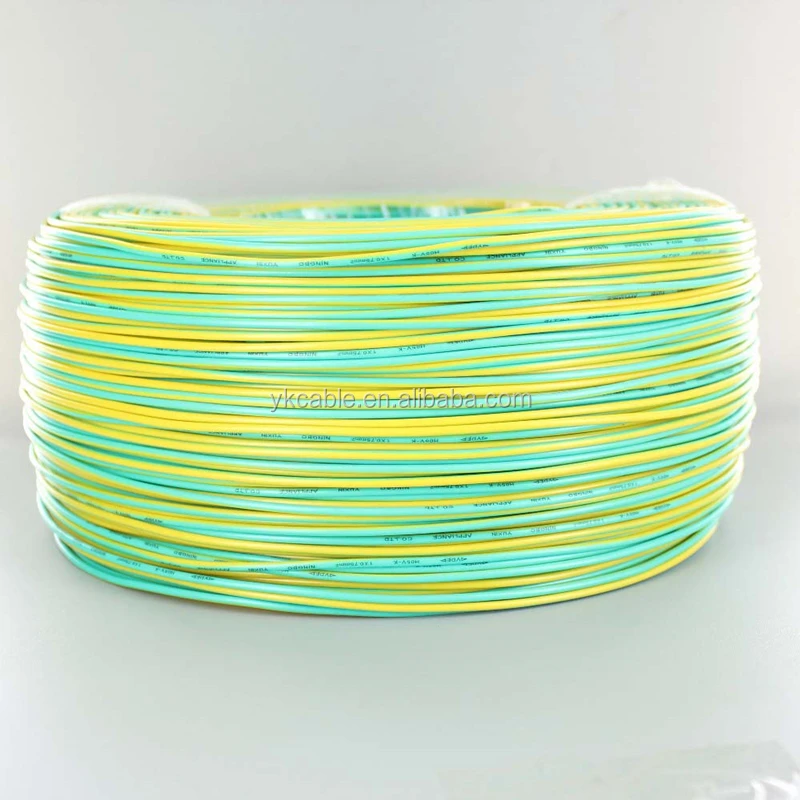 Copper stranded flexible grounding green/yellow electric wire and cable 16mm