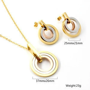 Costume African Fashion Jewelry Gold Round Women&#039;s Stainless Steel Jewelry Sets