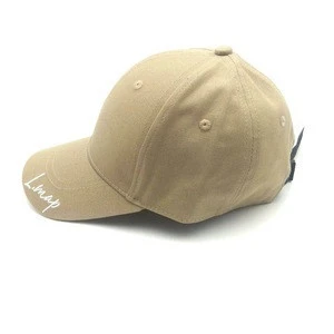 Cotton material cap 3D embroidery customized logo baseball hat with plastic close