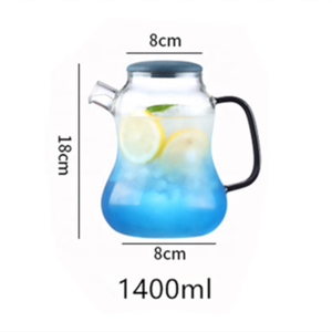Creative glass water pot blue 1400ml cold water pot glass jugs
