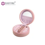 Credible Round Shape With Crown138 Lines Leather Jewelry Box