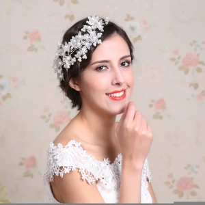 Crystal jewelry tiara wedding bride headpiece pearl bridal headdress flower hair accessories