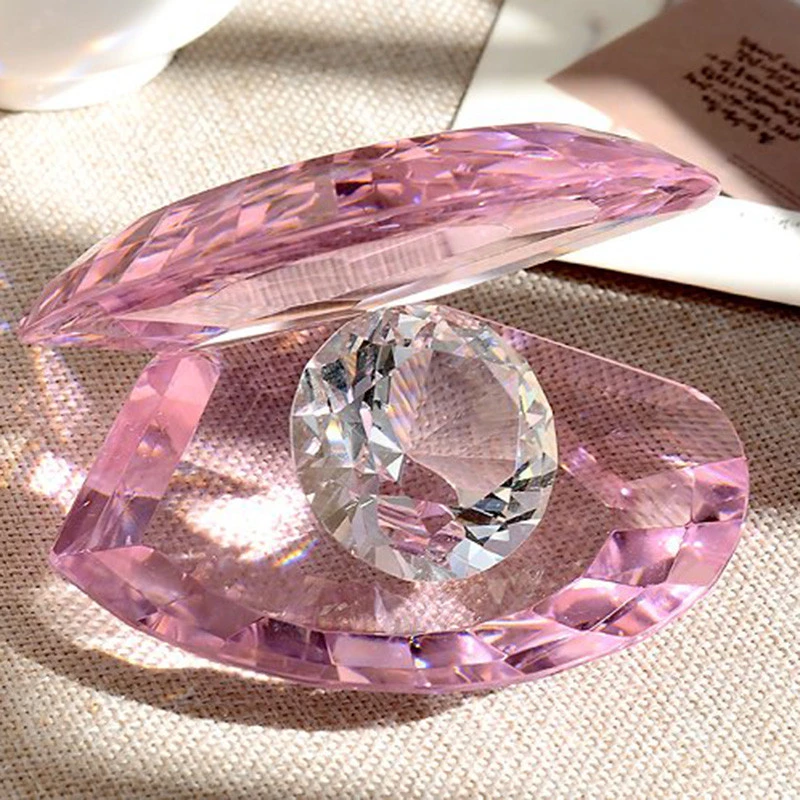 Custom Beautiful Crystal Crafts Wedding Souvenirs Favors Colorful Crystal Mussels With Diamond