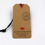 Custom Cheap Design Printing Name Logo Paper Garment Hangtag Labels Pants Bags Clothing Hang Tags with String
