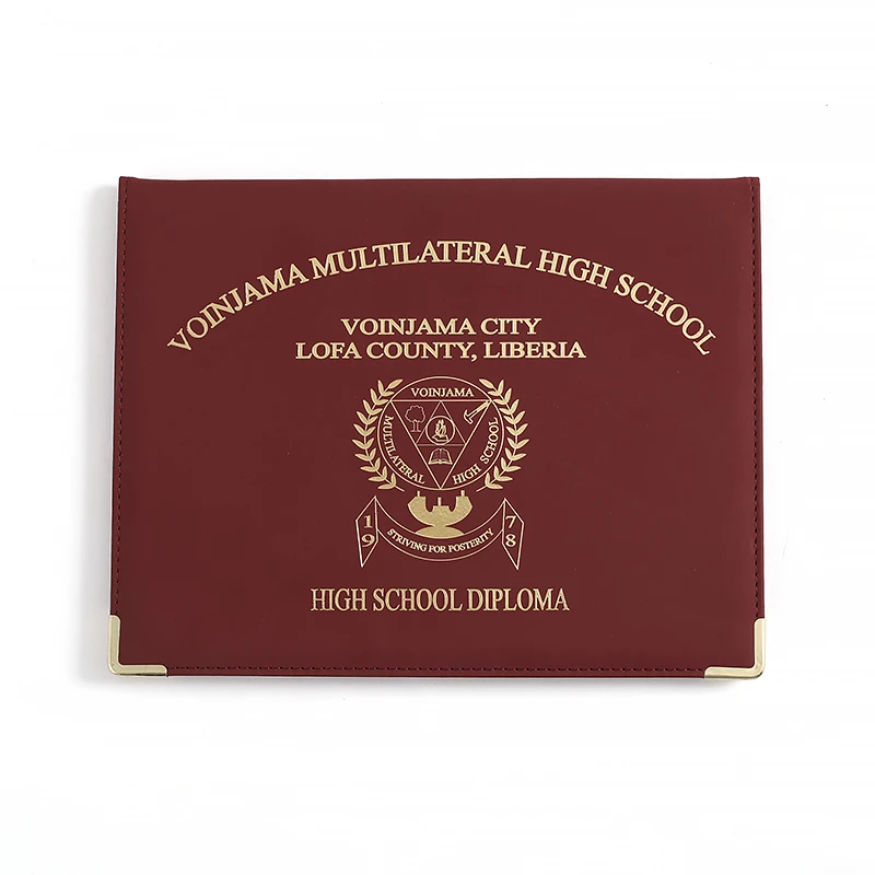 Custom High Quality A4 A5 B5 Pu Genuine Leather Diploma Certificate File Folder/Certificate Holder