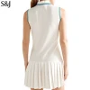 Custom Ladies Sleeveless Tennis Skirt Polo Pleated T Shirt Dress