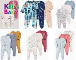 Custom Logo Coloful Printed Footed Organic Baby Romper Footed Sleeper One-piece Cotton 3pcs Baby Romper With Foot