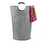 Custom Logo Large Tote Laundry Basket Collapsible Fabric Laundry Hamper Dirty Clothes Bag With Round Handle