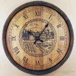 Custom logo wall mounted vintage barrel top clock rustic home decor clocks