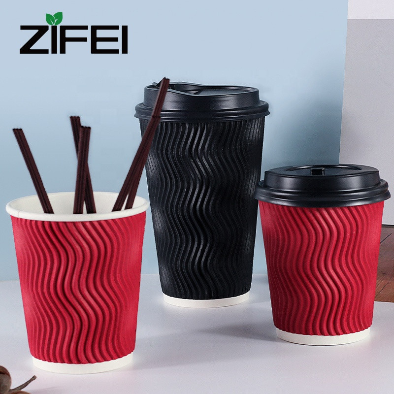 Buy Custom Printed Disposable Double Wall Ripple Coffee Paper Cups With ...