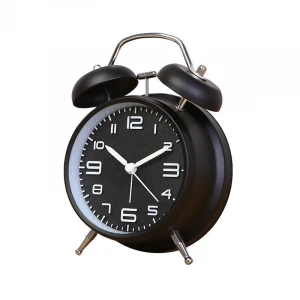 Custom twin bell metal alarm desk clock, children use modern table clock