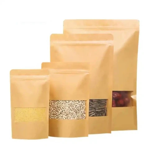 Buy Custom Zipper Bag With Window Frosted Stand Up Food Kraft Paper Bag ...