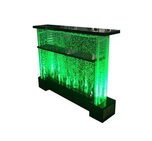 Customized acrylic water bubble wall panels used as led bar counter reception table/desks