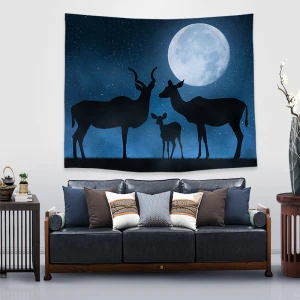 Customs Tapestry moon deer print Blanket Abstract art Mandala Tapestry Wall Hanging Tapestry  Indoor Home Decor