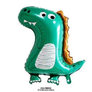 Cute Cartoon Crown Dinosaur Foil Balloons Forest Party Theme Jungle Party Children Birthday Party Decoration