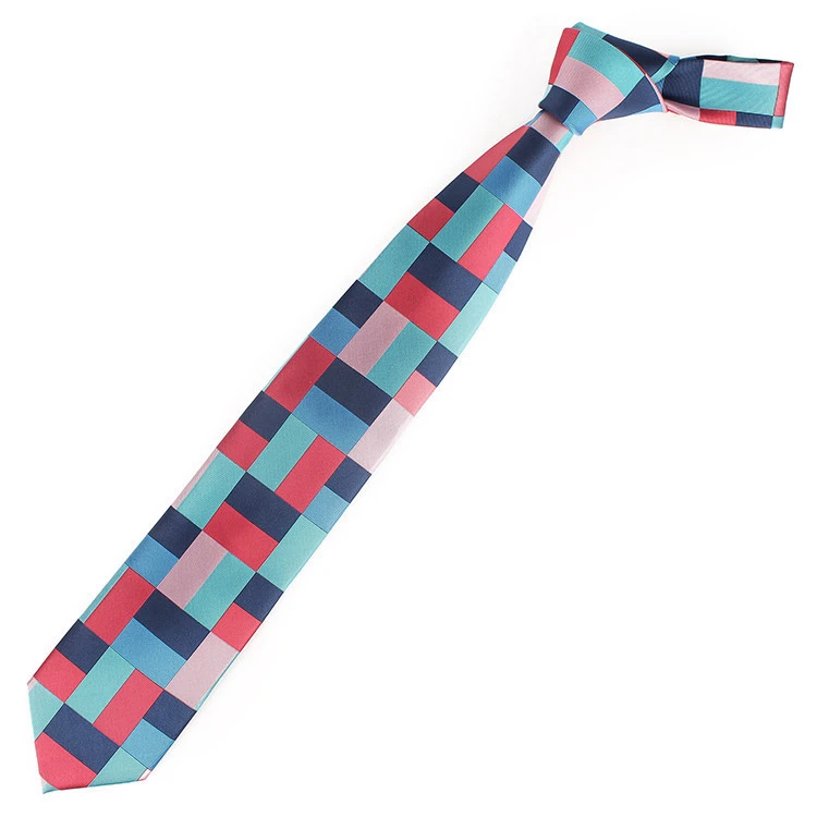 Dacheng Manufacture Colorful Patch Pattern Corbatas Polyester Neck Tie Mens Ties