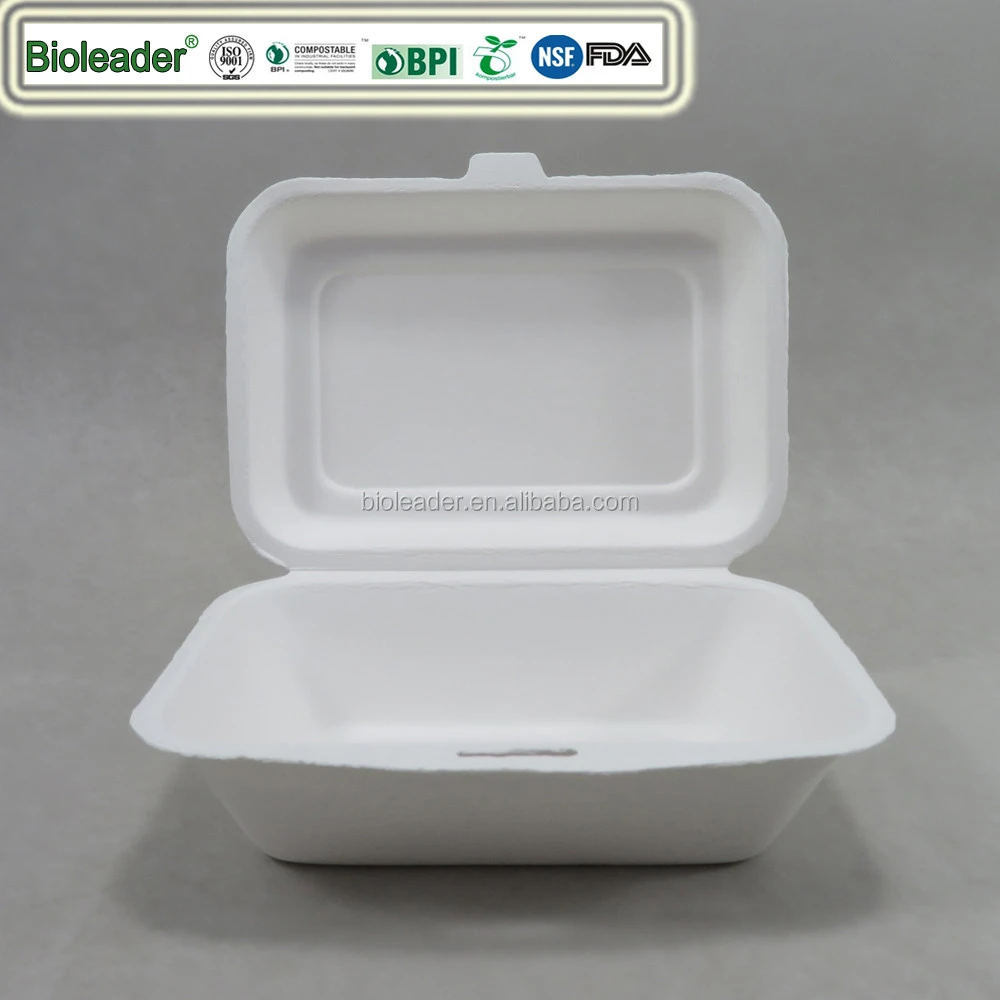 Disposable Compostable Sugarcane Bagasse Food Container Paper Storage Boxes &amp; Bins Eco-friendly Injection Microwavable Modern