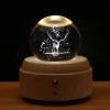 DIY Customized Pattern 3D LED Light  Laser Engraved Crystal Ball Music Box For Holiday Gift Wedding
