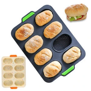 DIY Food Grade 8 Holes Nonstick Perforated Silicone Baguette Pan for Break Baking Pan