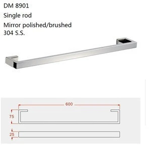 Domo 304 Stainless Steel Single Towel Bar / Chrome Finish Towel Rod / Towel Shelf DM8901