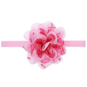 Double Color Flower Headband For Kids Grenadine Big Hair Ribbons Elastic Force Hair Accessorie