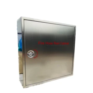 Double door horizontal stainless steel fire hose reel cabinet, out door fire extinguisher box