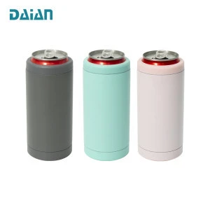 Double Wall Stainless Steel Vacuum Insulator Slim Skinny Can Cooler for 12oz Slim Cans