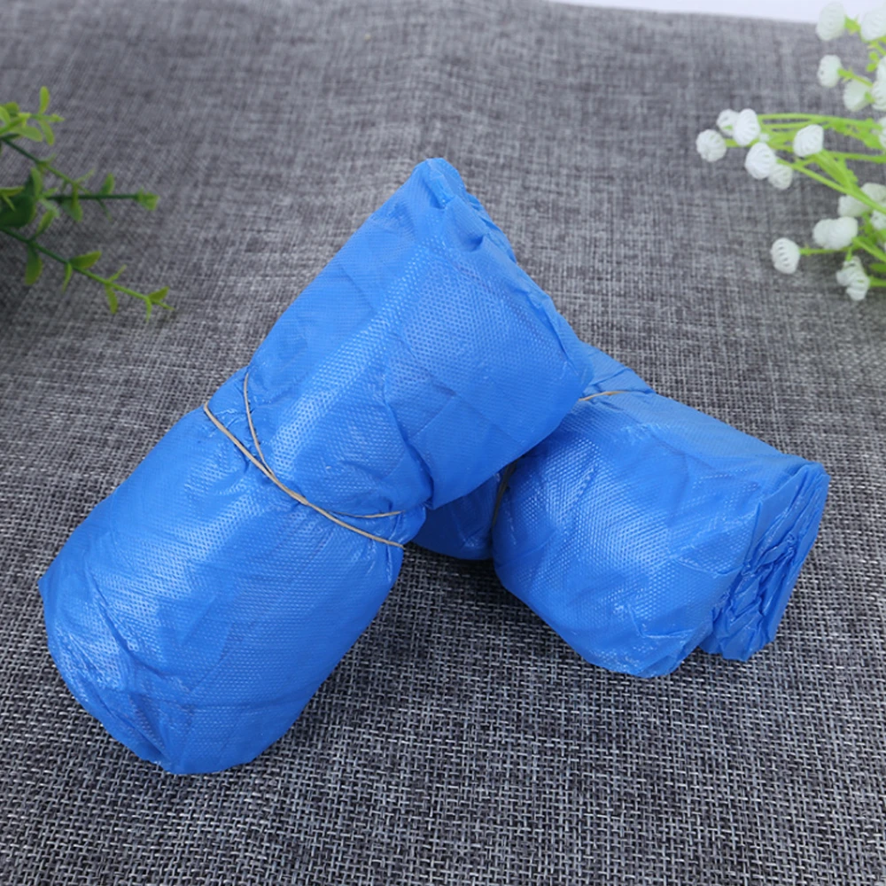 Dustproof Blue Plastic CPE Polyethylene  Shoes Cover disposable waterproof shoes cover