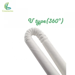Eco Friendly Disposable Popular Design U Type Bendy Paper Straws Flexible