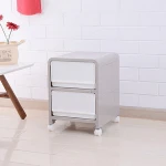 Eco-friendly hot selling kids small plastic storage cabinet 2 layer baby cabinet plastic drawers with wheels storage organizers
