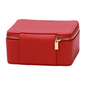 eco friendly leather jewelry box small jewelry organizer velvet bag inside red