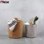Eco-friendly multifunctional round bottom washable kraft paper toy grocery storage bag
