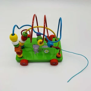 Educational Kids toys Wooden play Rotating Activity Animal Bear Car Children Wood Pull-Along Activity Toy