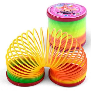 Educational Toy For Kids Spring Rainbow Color Circles Plastic Coil Elastic Ring