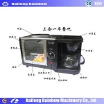 Electric heater 3 in 1 breakfast Maker with black color, maker toast bread bacon, egg and boiling coffee