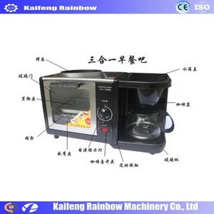 Electric heater 3 in 1 breakfast Maker with black color, maker toast bread bacon, egg and boiling coffee