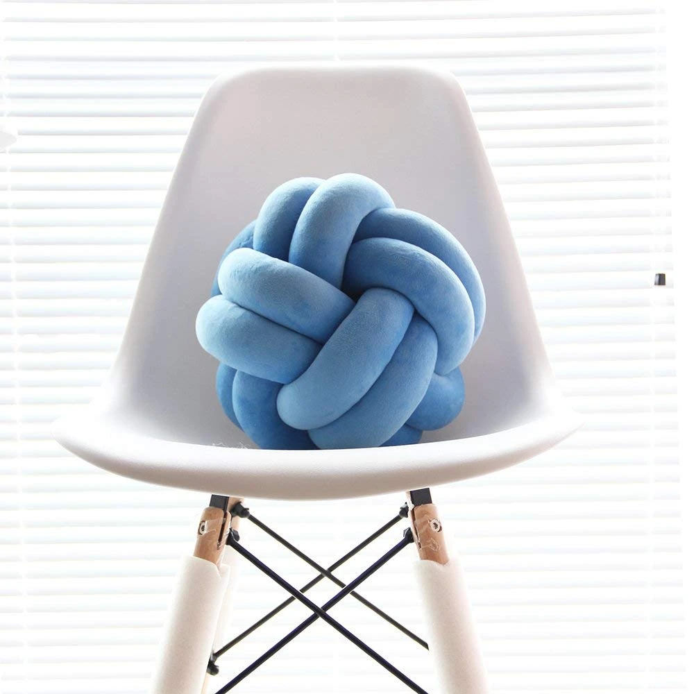 Fabric Ball Knot Cushion Unique Design Soft Plush Custom Logo 100% Polyester Adults Decorative Round Solid Knitted Nordic CN;ZHE