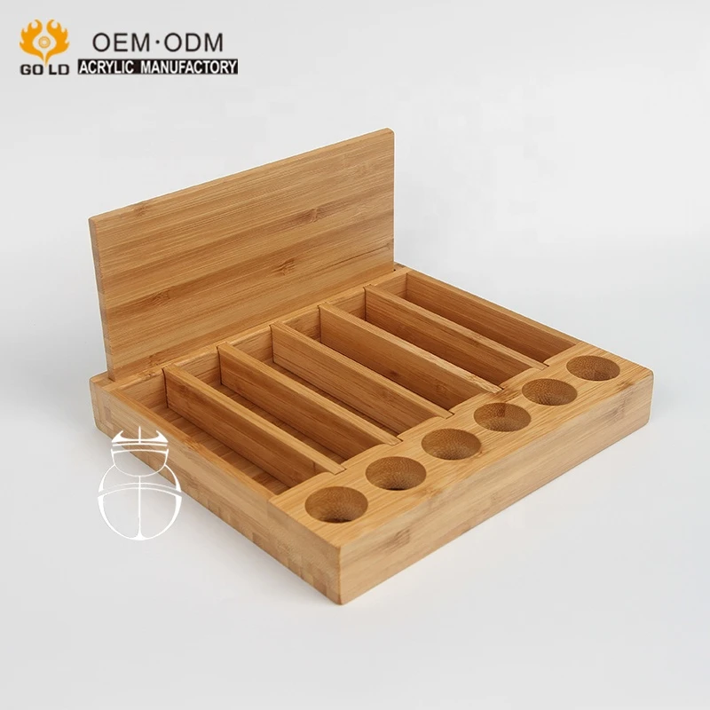 factory bamboo wood display stand essential oil holder organizer