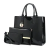 Factory custom luxury shiny vegan pvc hand bag ladies purse 3pcs handbag set women leather