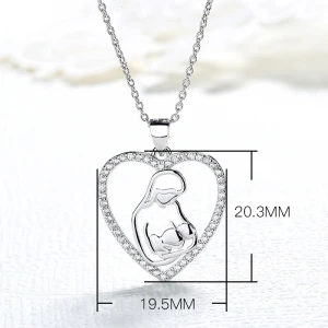Factory direct selling jewelry 925 Sterling Silver Mother Child Baby Heart Charm Jewelry Pendant Necklace
