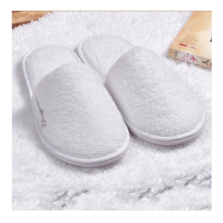 Factory high quality custom bedroom travel disposable terry women men washable hotel slippers shoes