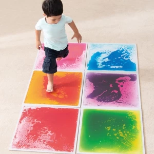 Factory Price 3d Interactive Color Liquid Tile Baby Kids Tactile and Explore Toy Gel Filled Moving Liquid Sensory Floor Tiles