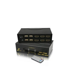 Factory price can OEM 2 Port H DMI Dual Monitor KVM Switch Hot Selling 2 input 2 output Dual KVM Switch support 4K@30Hz HDCP
