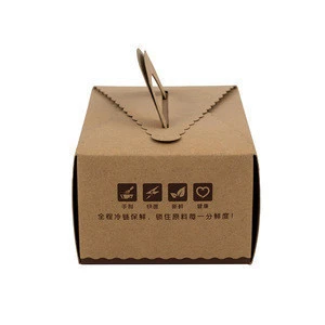 Factory price easy carry foldable kraft paper cake packaging box with handle