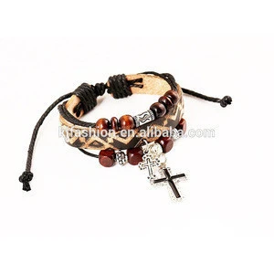 Fashion Accessories Wholesale Cross Bracelets Leather Bracelets for men
