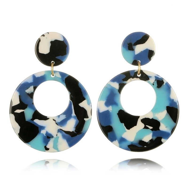 Fashion Acrylic Jewelry Geometric Resin Bohemian Acetate Pendant Tortoise Shell Earrings